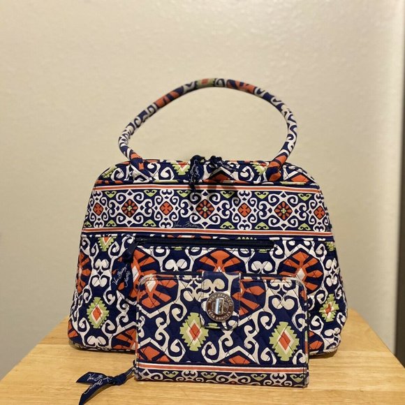 VERA BRADLEY Lot Large Purse With Matching Wallet And 2 Makeup Bags Pink/black - Picture 2 of 5